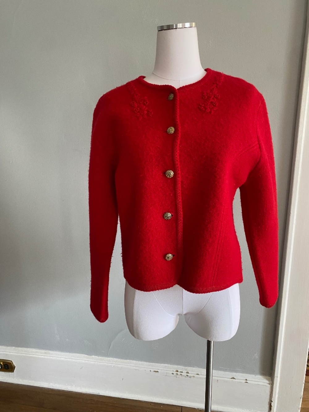 Pendleton Long Sleeve Embroidered Wool Cardigan Sweater